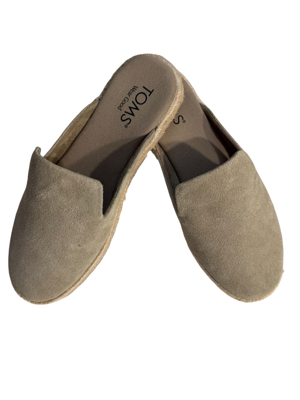 TOMS Santiago Espadrille Mules suede upper and a rope-wrap Smokey Tan 6.5